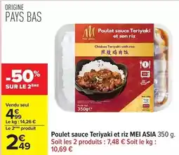 Carrefour Mei asia - poulet sauce teriyaki et riz offre