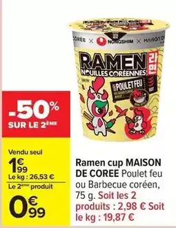 Carrefour Nongshim - ramen cup maison de coree offre