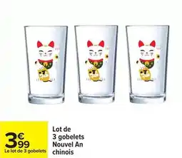 Carrefour Lot de 3 gobelets nouvel an chinois offre