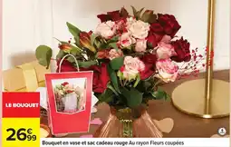 Carrefour Bouquet en vase et sac cadeau rogue offre