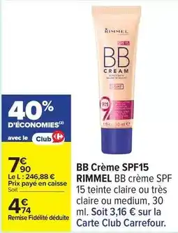Carrefour Rimmel - bb crème spf15 offre