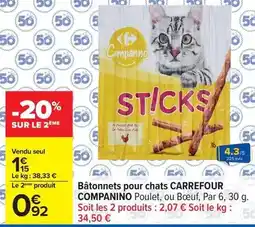 Carrefour Carrefour - batonnets pour chats companino offre