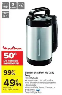 Carrefour Drive Moulinex - blender chauffant my daily offre