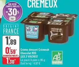 G20 Crème dessert crémeuh chocolat bio offre
