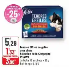 G20 Purina - tendres effilés en gelée pour chats sélection de la campagne offre
