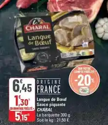 G20 Charal - langue de boeuf sauce piquante offre