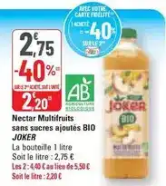 G20 Joker - nectar multifruits sans sucres ajoutés offre