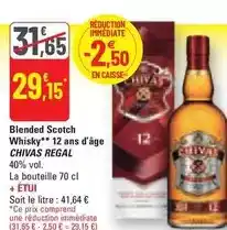 G20 Chivas regal - blended scotch whisky 12 ans d'âge offre