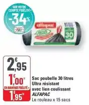 G20 Sac poubelle 30 litres ultra résistant avec lien coulissant offre