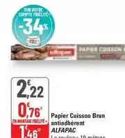 G20 Papier cuisson brun antiadhérent offre