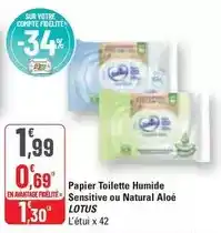 Lotus - papier toilette humide sensitive ou natural aloe