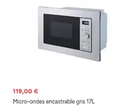 Brico Dépôt Micro-ondes encastrable gris offre