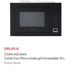 Brico Dépôt COOKE AND LEWIS Combi Four Micro-ondes grill encastrable offre