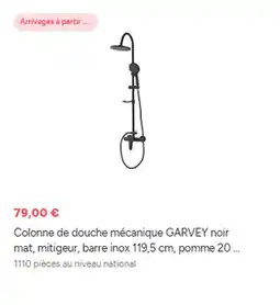 Brico Dépôt Colonne de douche mécanique GARVEY noir mat, mitigeur, barre inox offre