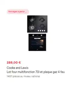 Brico Dépôt COOKE AND LEWIS Lot four multifonction 701 et plaque gaz 4 feu offre