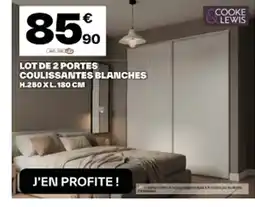Brico Dépôt COOKE & LEWIS Lot de 2 portes coulissantes blanches offre