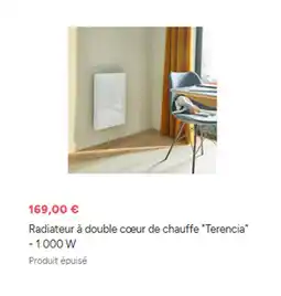 Brico Dépôt Radiateur à double coeur de chauffe Terencia -1000 W offre