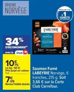 Carrefour Saumon fumé LABEYRIE Norvège offre
