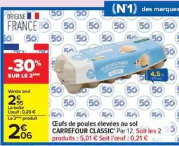 Carrefour Oeufs de poules élevées au sol Carrefour Classic offre