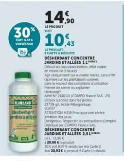 Hyper U Désherbant concentré jardins et allées offre