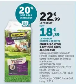 Hyper U ALGOFLASH Engrais gazon 3 actions offre