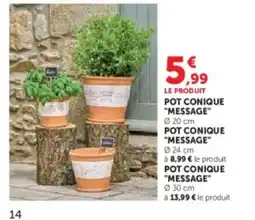 Hyper U Pot conique message offre