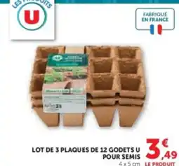 Hyper U Lot de 3 plaques de 12 godets u pour semis offre