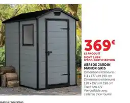 Hyper U Abri de jardin manor gris offre