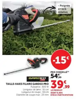 Hyper U GARDEO PRO Taille-haies filaire offre