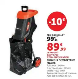 Hyper U Broyeur de végétaux filaire offre