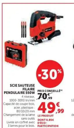 Hyper U Scie sauteuse filaire pendulaire 550w offre