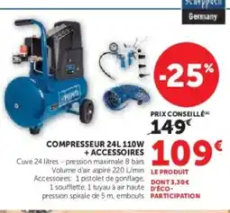 Hyper U Compresseur 24l 110w + accessoires offre