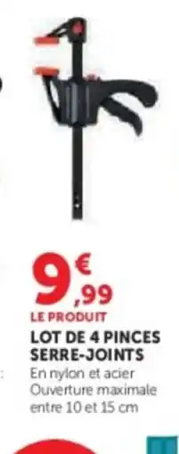 Hyper U Lot de 4 pinces serre-joints offre