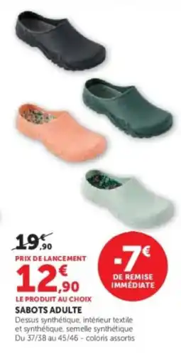 Hyper U Sabots adulte offre