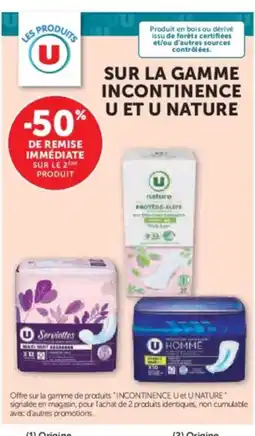 U Express Sur la gamme incontinence u et u nature offre