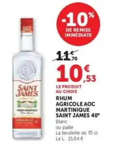 U Express SAINT JAMES 40° Rhum agricole aoc martinique offre