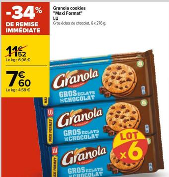 Carrefour Lu granola cookies maxi format offre