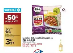 Carrefour ISLA MONDIAL Lamelles de Kebab Halal surgelées offre