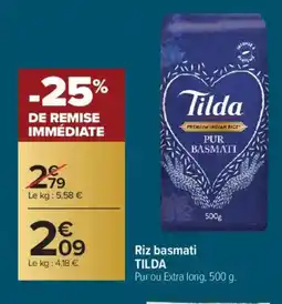 Carrefour TILDA Riz basmati offre