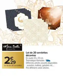 Carrefour Lot de 20 serviettes décorées offre