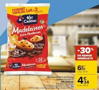 Carrefour Ker cadelac madeleines extra moelleuses format familial offre
