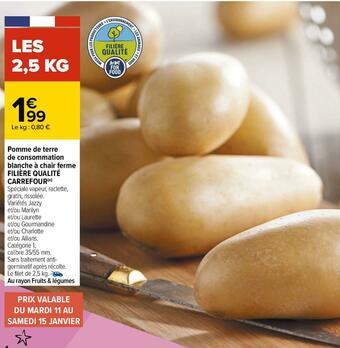 Carrefour Filière qualité carrefour pomme de terre de consommation blanche à chair ferme offre