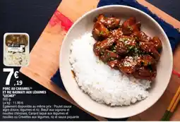 E.Leclerc LECHEF Porc au caramel et riz basmati aux légumes offre