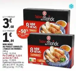 E.Leclerc TABLES DU MONDE Mini nems au poulet surgelés offre