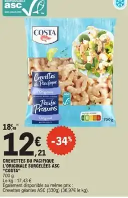 E.Leclerc COSTA Crevettes du pacifique l'originale surgelées asc offre