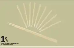 E.Leclerc Lot de 10 paires de baguettes de en bambou offre