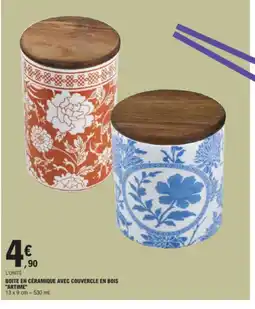 E.Leclerc ARTIME Boite en céramique avec couvercle en bois offre