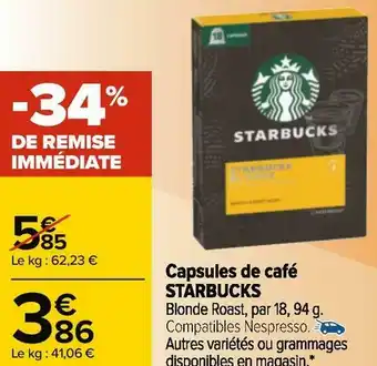 Carrefour Starbucks capsules de café offre
