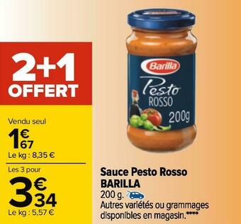 Carrefour Barilla sauce pesto rosso offre