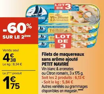 Carrefour Petit navire filets de maquereaux sans arôme ajouté offre